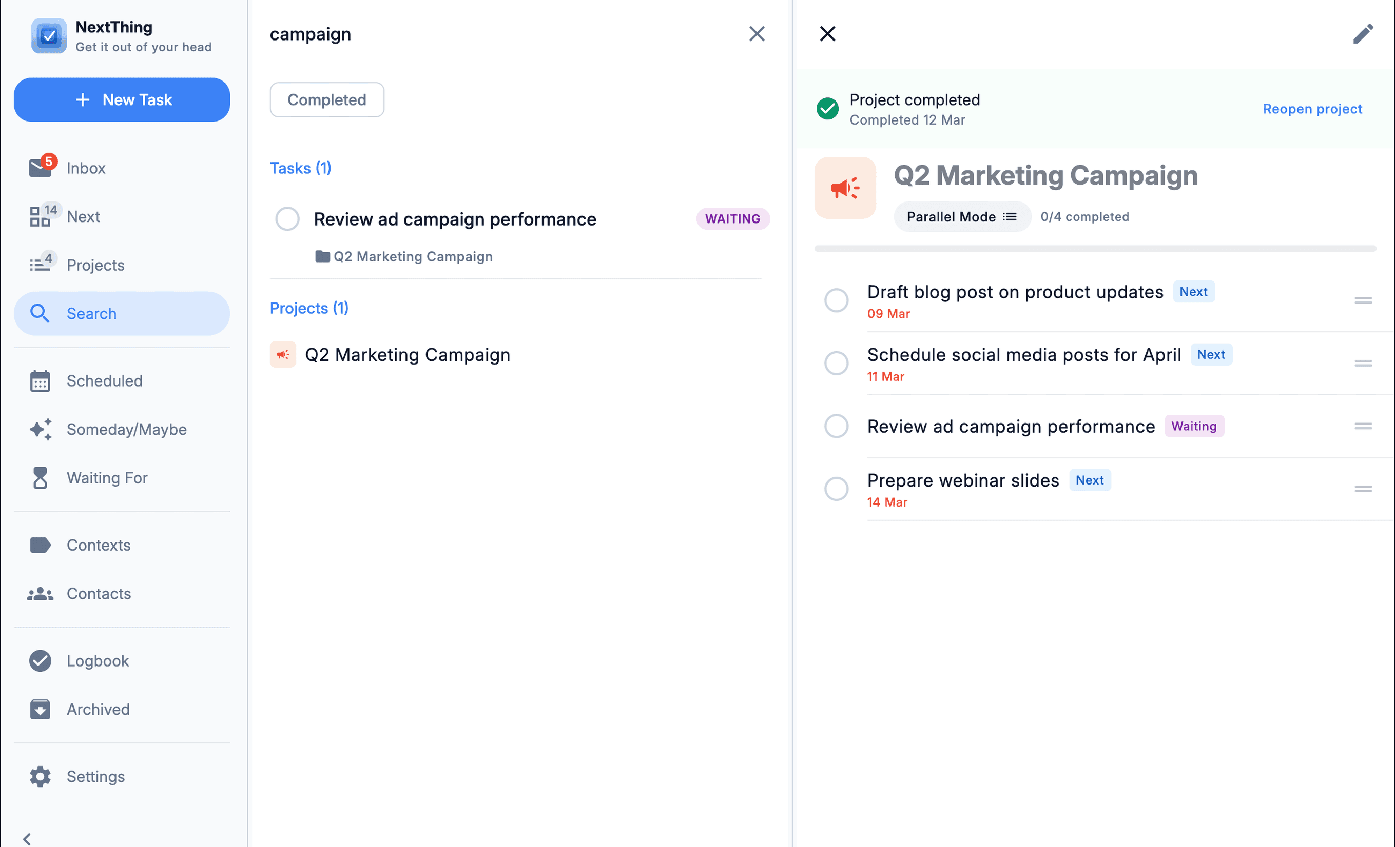 NextThing desktop — Instant search